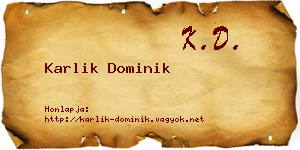 Karlik Dominik névjegykártya